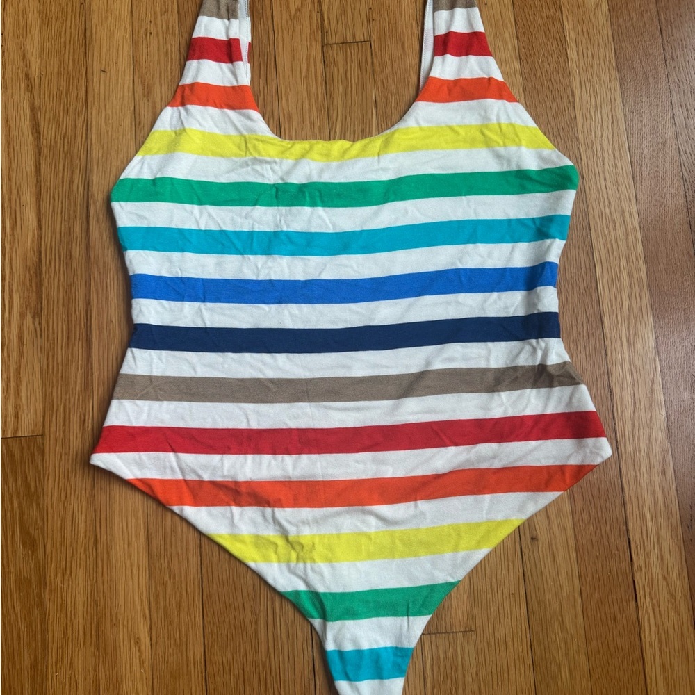Alice + Olivia Multicolor Striped One Piece Thong